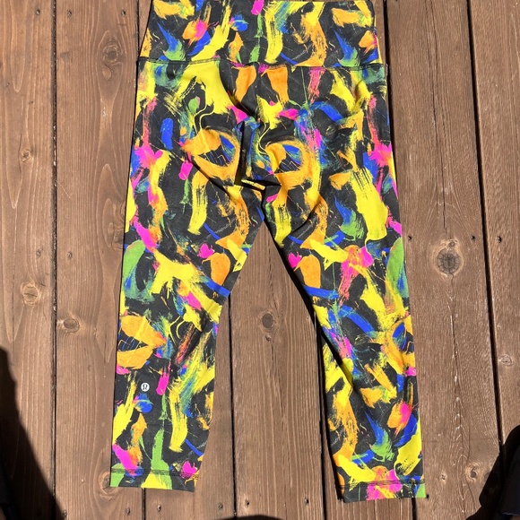 Lululemon Wunder Train HR Crop Undertone Black Multi Size 12 - Picture 3 of 6